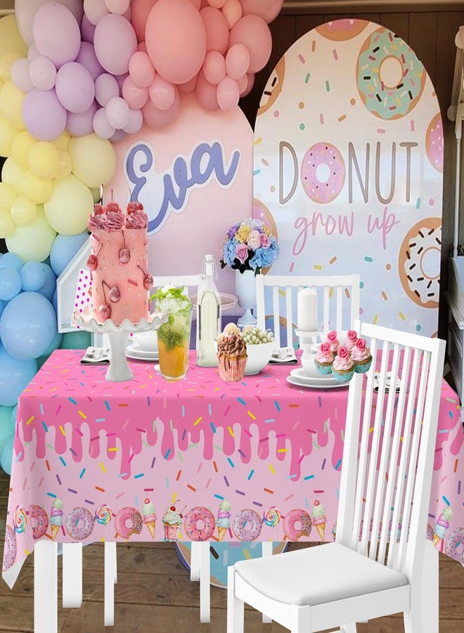 BEOXAGAR 4Pcs Pink Donut Ice Cream Tablecloth Party Decorations for Baby Girl Sweet One Dessert Time Party Supplies, Ideal for Girl Birthday Parties, Baby Showers, Birthday Donut Themed Decorations - Image 2